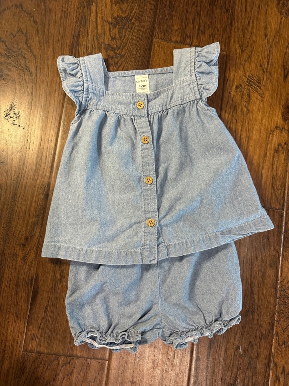 Carter's Blue Chambray Baby Girl Two-Piece Outfit